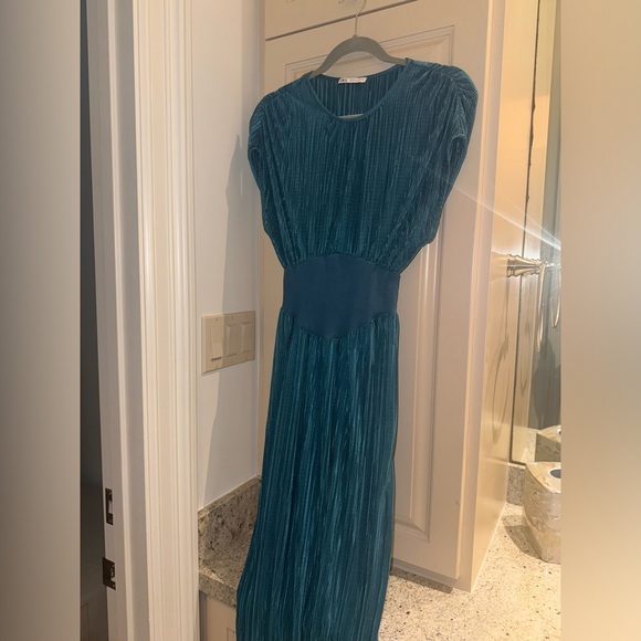 zara petrol blue dress Zara Italian Wool Crepe Dress